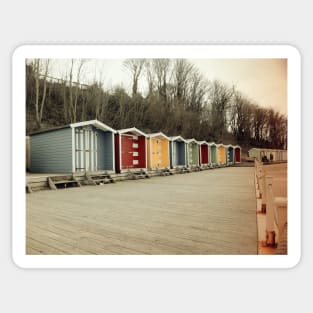 Beach huts in Colwell Bay Isle of Wight Sticker